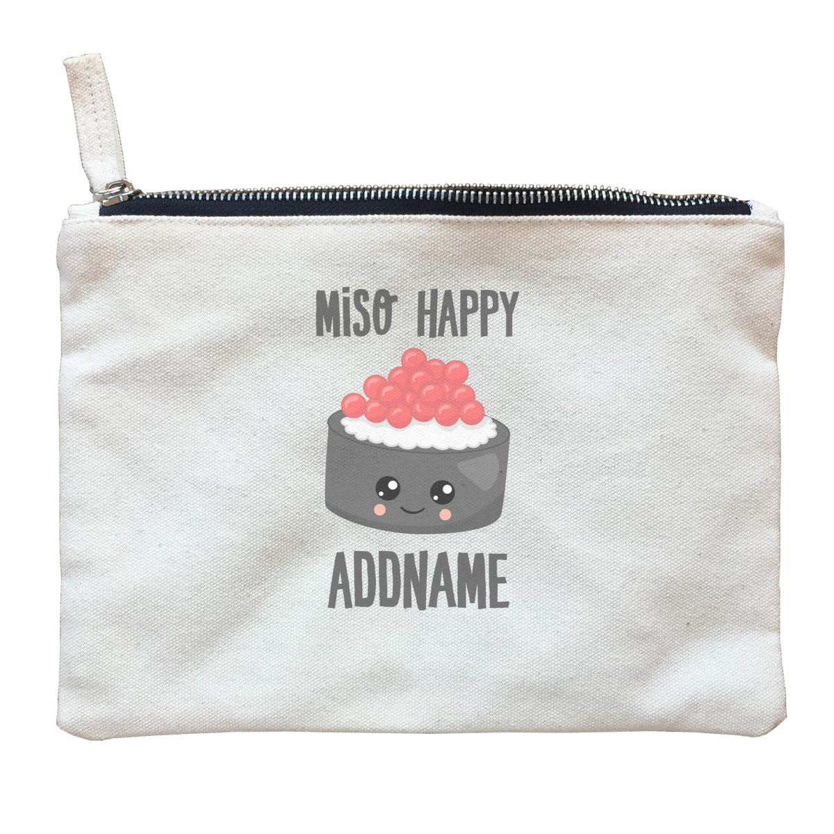 Miso Happy Sushi Circle Ebiko Roll Addname Zipper Pouch