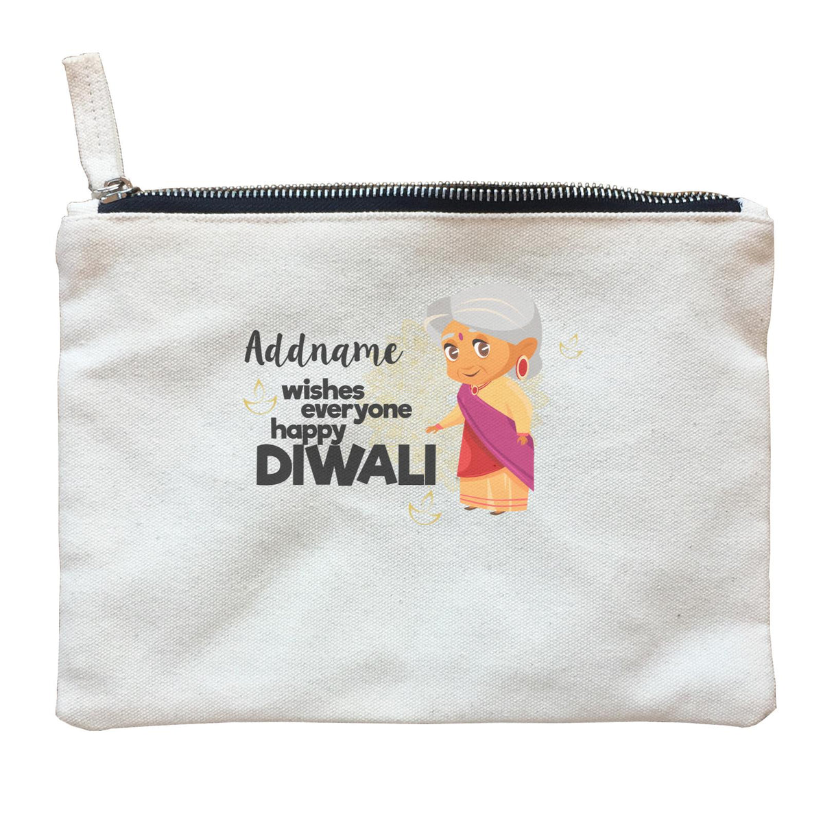 Cute Grandma Wishes Everyone Happy Diwali Addname Zipper Pouch