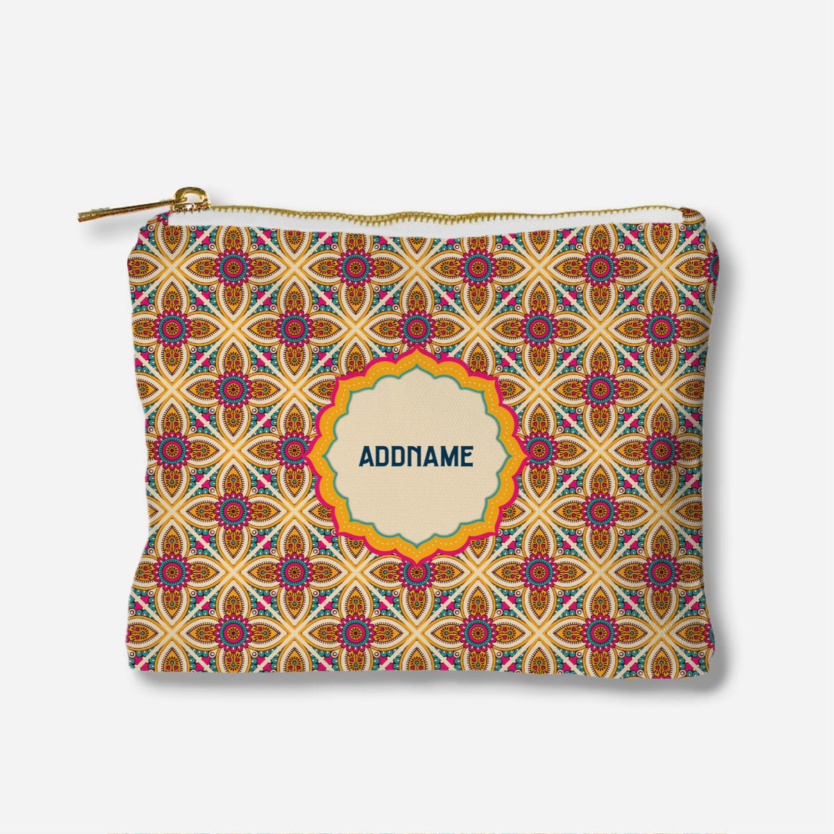 Pookal Series Full Print Zipper Pouch - Vibrant Tiles