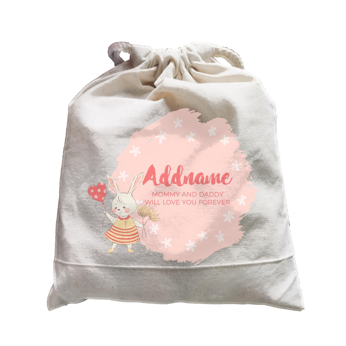 Cute Girl Rabbit with Heart Balloon Personalizable with Name and Text Satchel