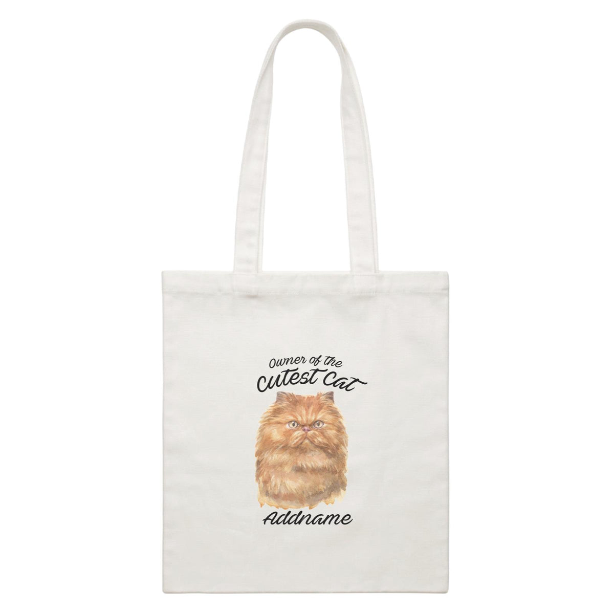 Watercolor Owner Of The Cutest Cat Persian Brown Addname White Canvas Bag