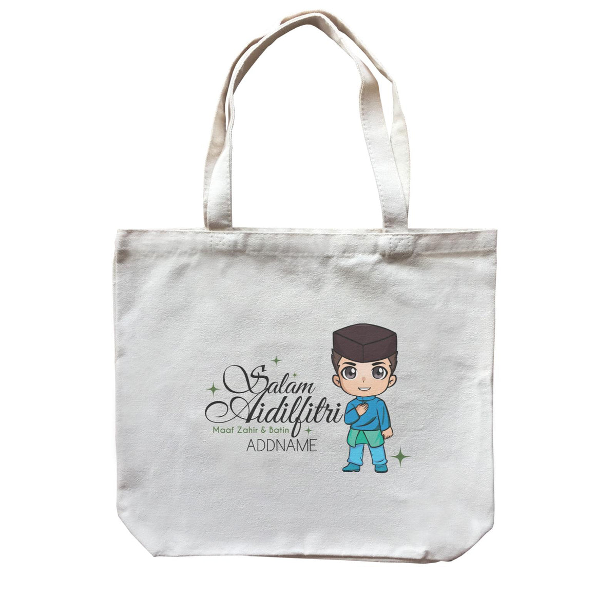 Raya Chibi Wishes Man Addname Wishes Everyone Salam Aidilfitri Maaf Zahir & Batin Accessories Canvas Bag