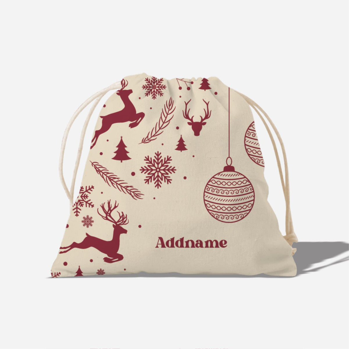 Christmas Series Full Print Satchel - Jubilant Reindeers - Natural