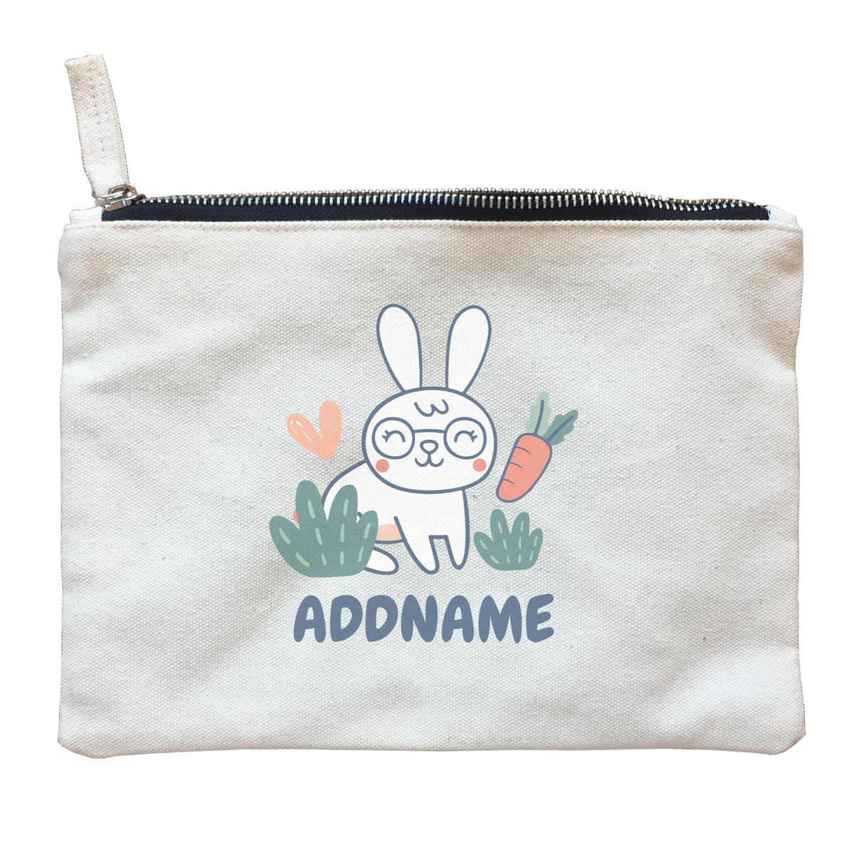 Super Cute Rabbit With Glasses Zipper Pouch