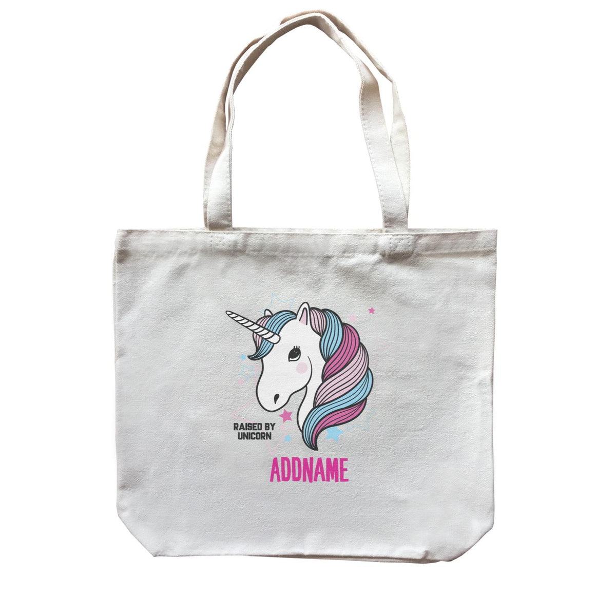 Cool Vibrant Series Raised By Unicorn Addname Canvas Bag