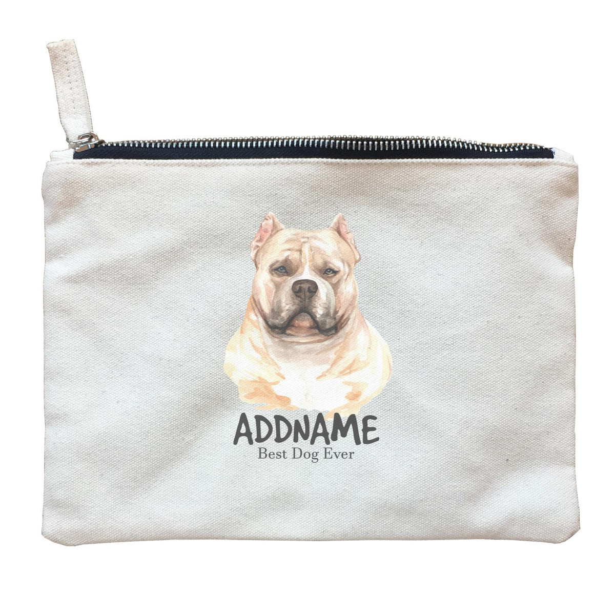 Watercolor Dog American Bully Best Dog Ever Addname Zipper Pouch