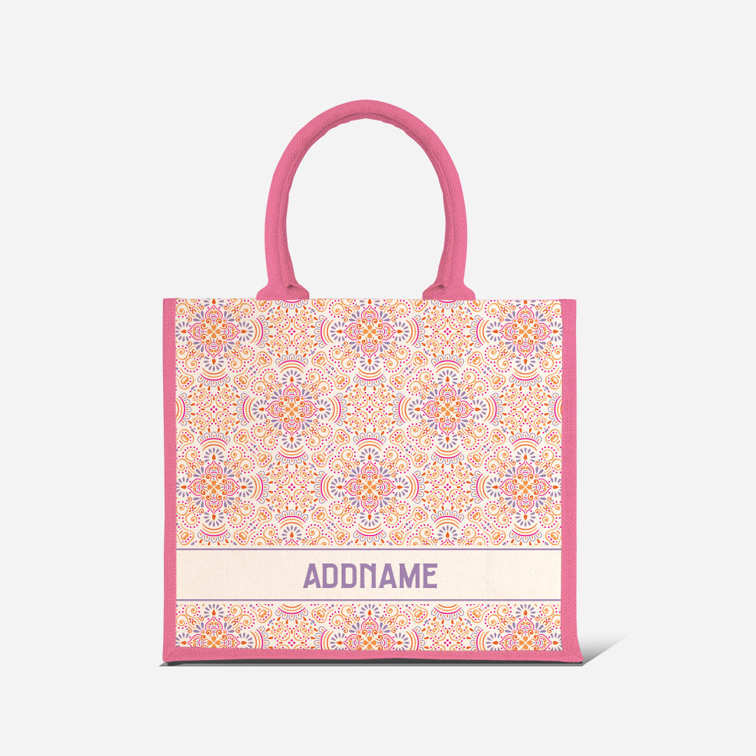 Pookal Series Half Lining Jute Bag - Triumph Light Pink