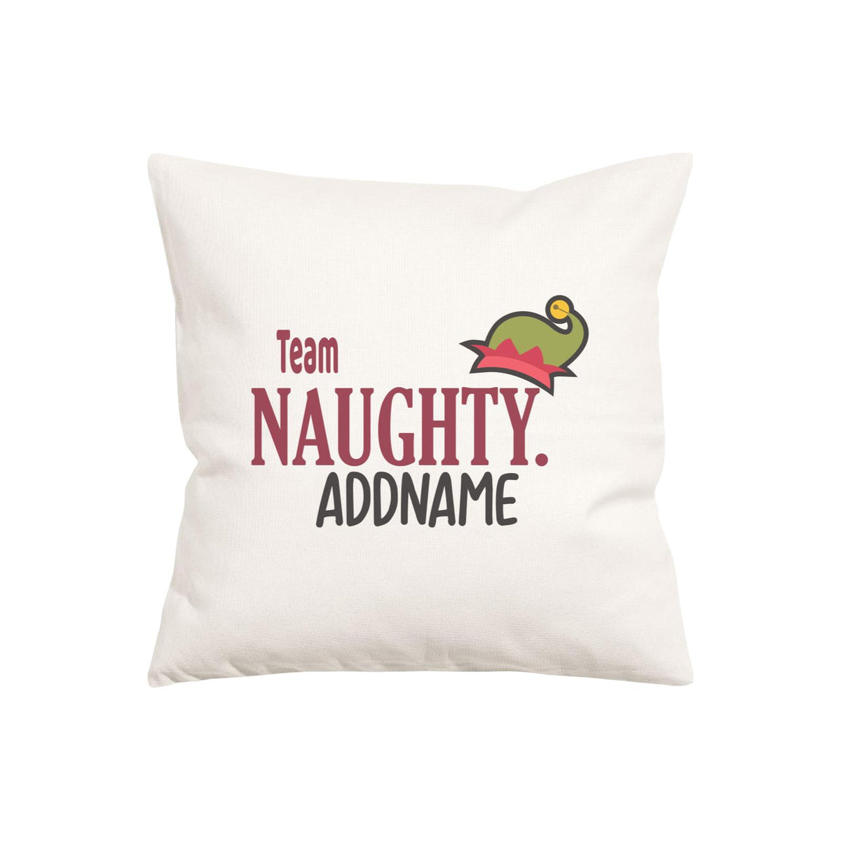 Xmas Team Naughty with Elf Hat Pillow Pillow Cushion