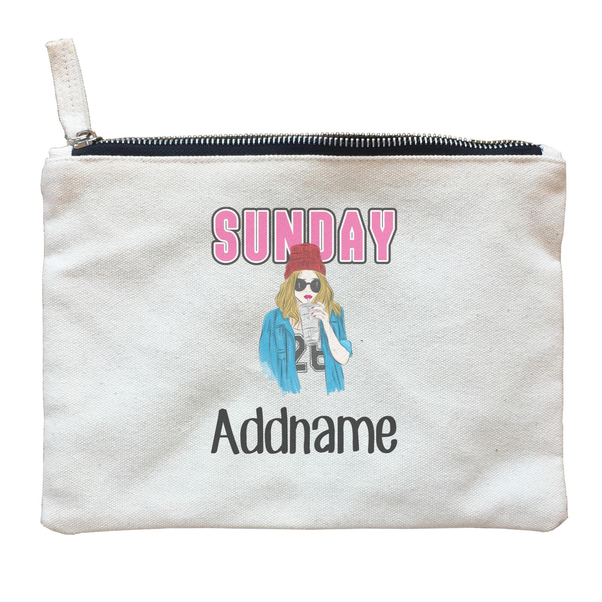 Beautiful Chic Sunday Hipster With Addname Zipper Pouch