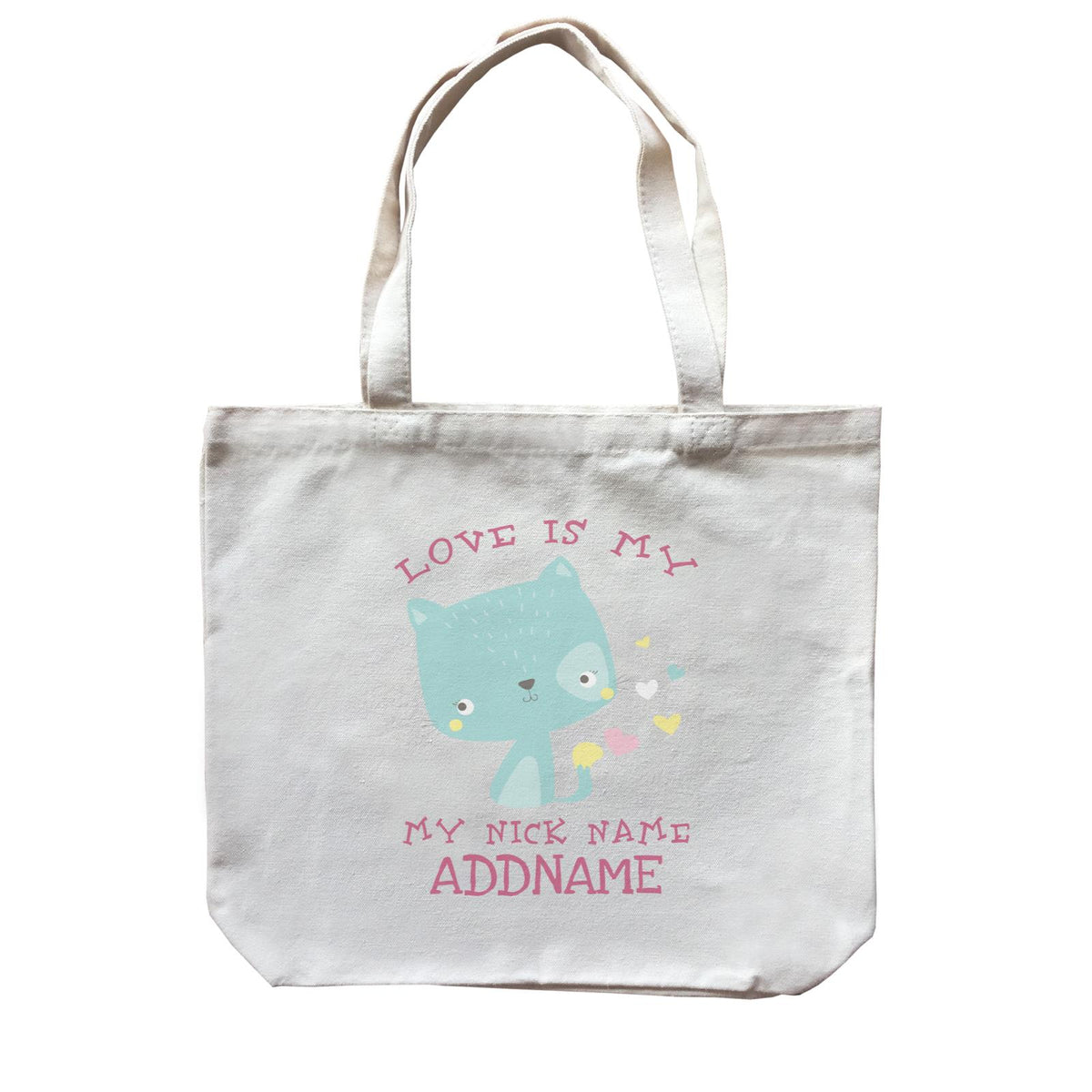 Love Is My Nickname Pastel Cat Addname Canvas Bag