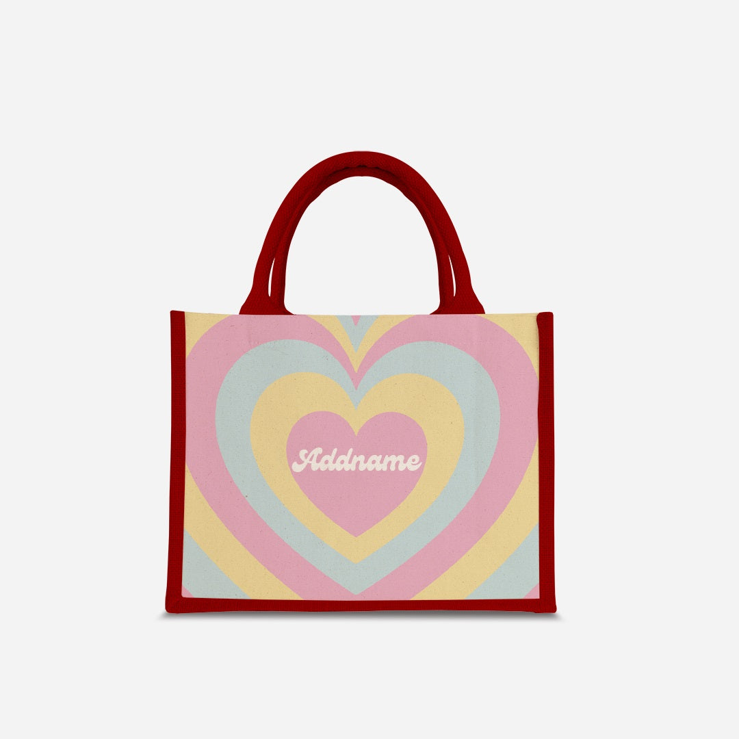 Affection Series Half Lining Small Jute Bag - Bubblegum Red