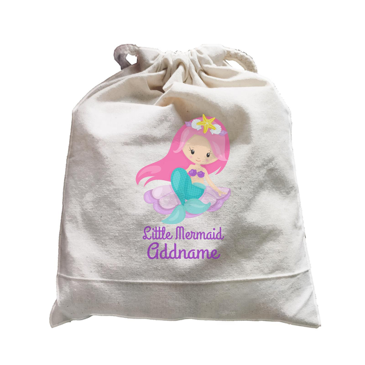 Little Mermaid Sitting Down on Big Seashell Addname Satchel