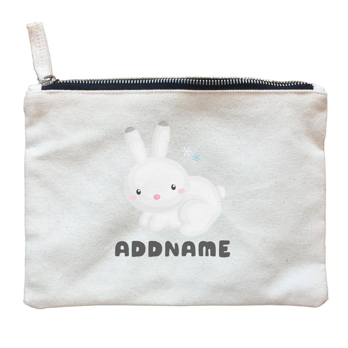 Birthday Winter Animals Snow Rabbit Addname Zipper Pouch
