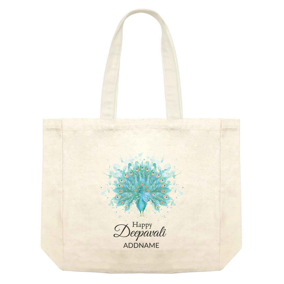 Deepavali Watercolour Peacock Greetings Addname Shopping Bag