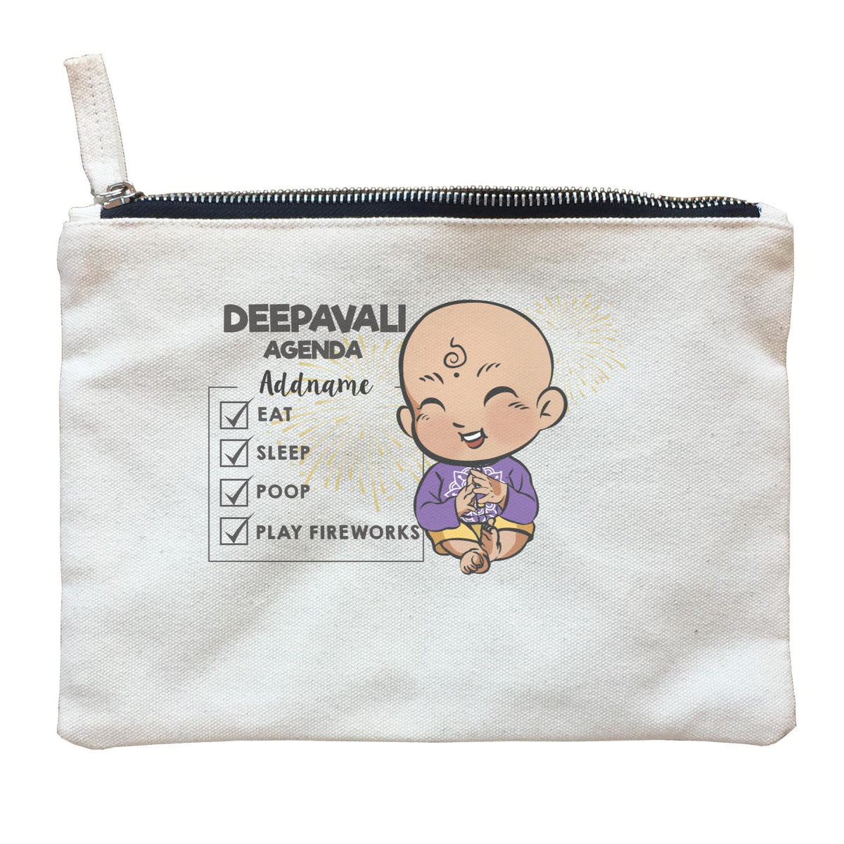 Deepavali Chibi Baby Boy Agenda Addname Zipper Pouch