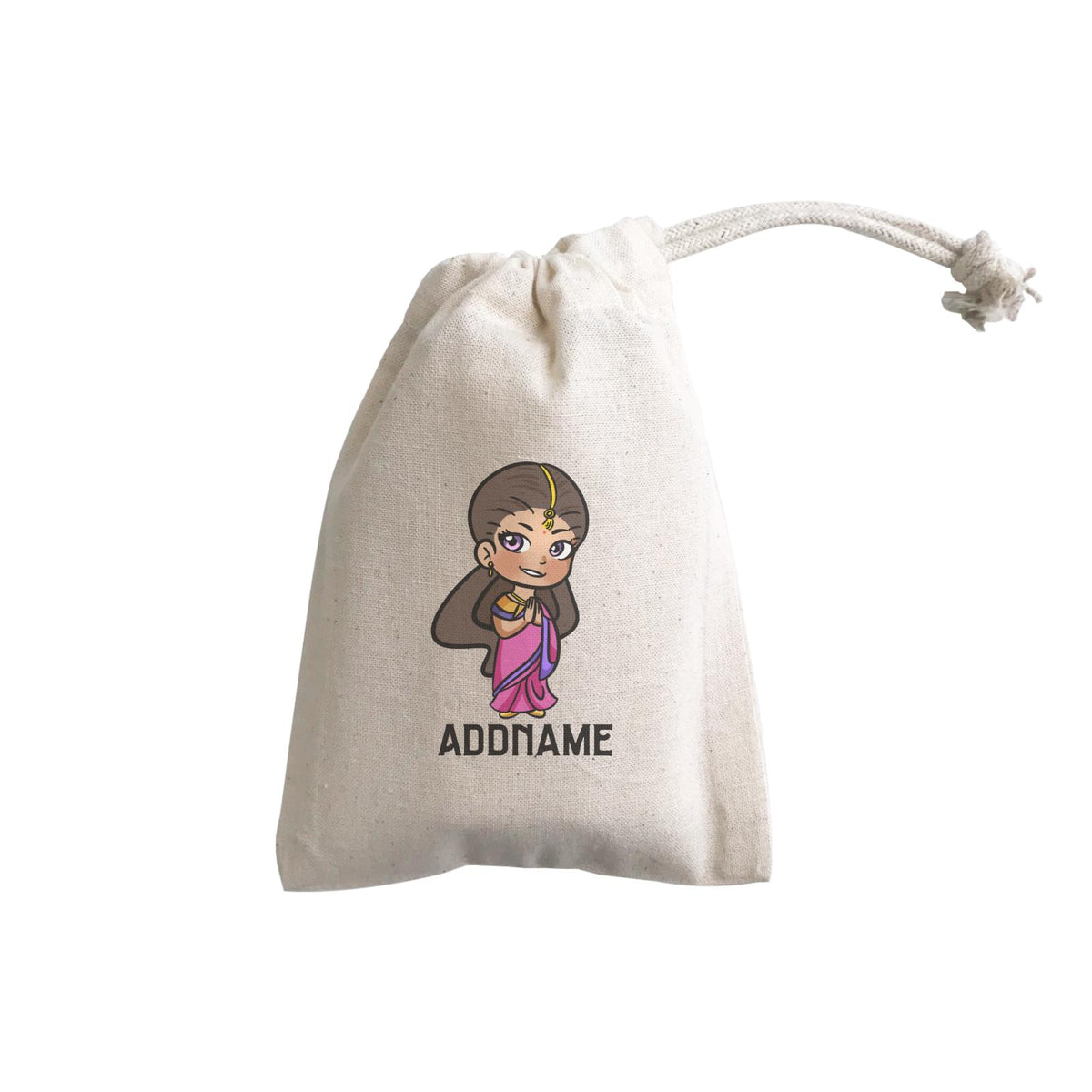 Deepavali Series Chibi Woman Addname GP Gift Pouch