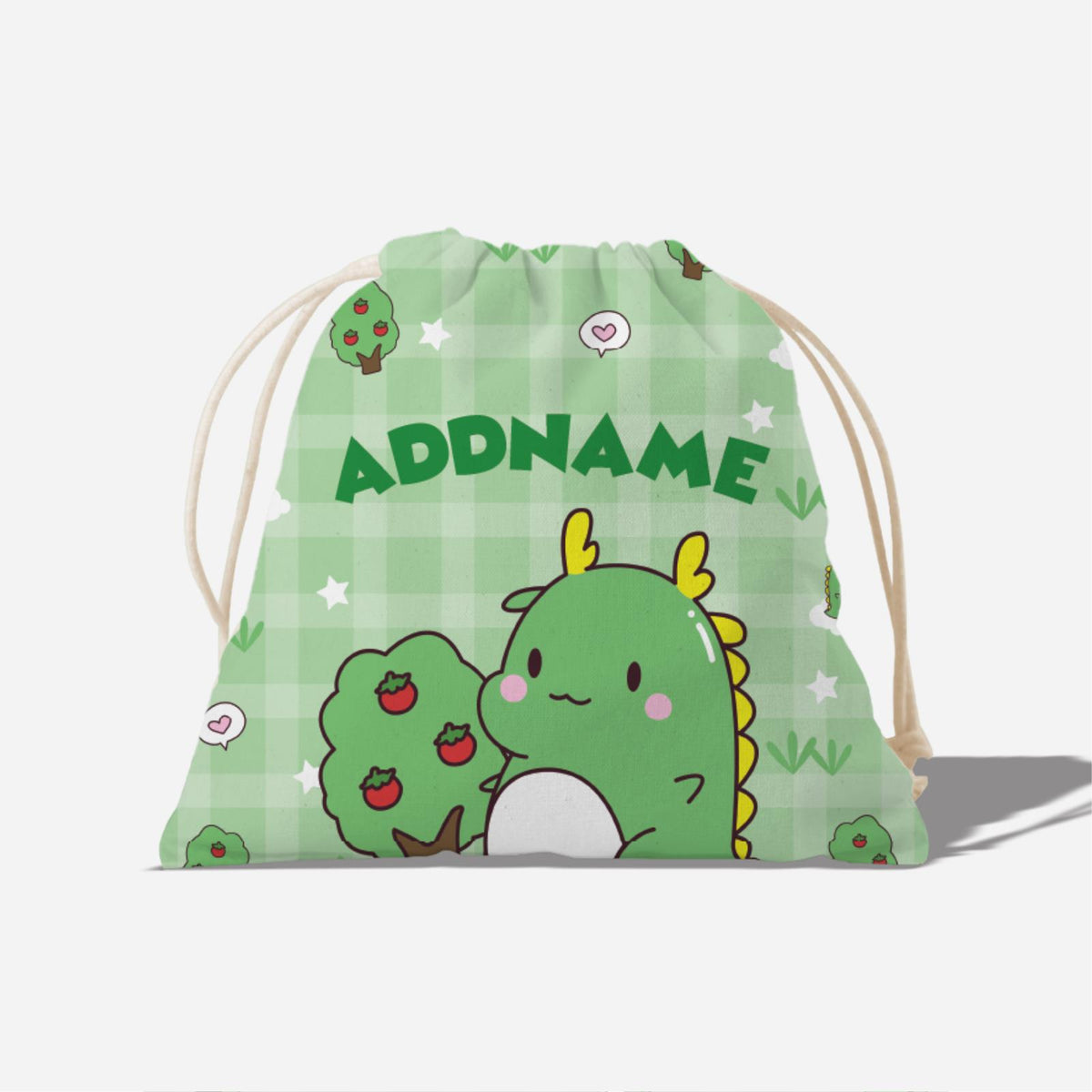 Cute Doodle Series Full Print Satchel - Green Dinosaur