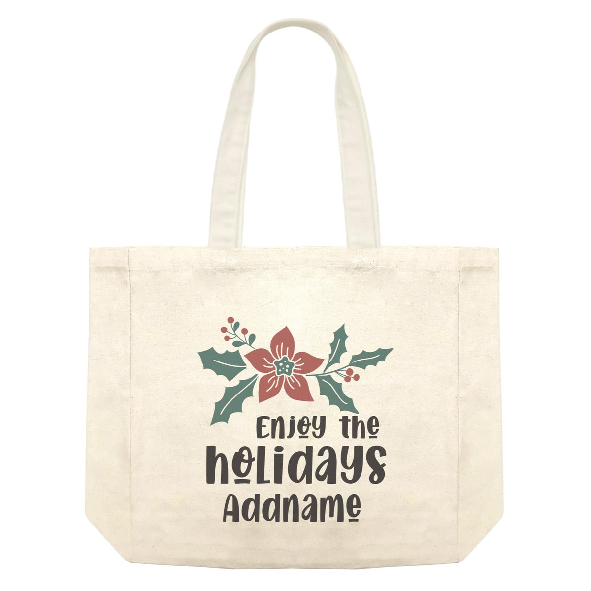 Christmas Series Holly Enjoy The Holidays Shopping Bag