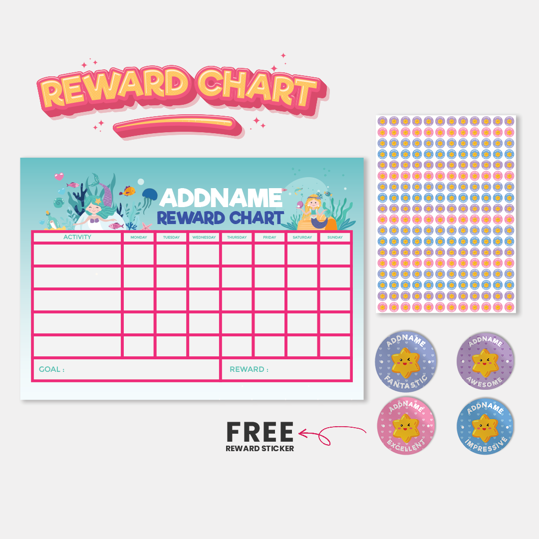Kids Essentials - Kids Planner With Reward Sticker Pop Mermaid