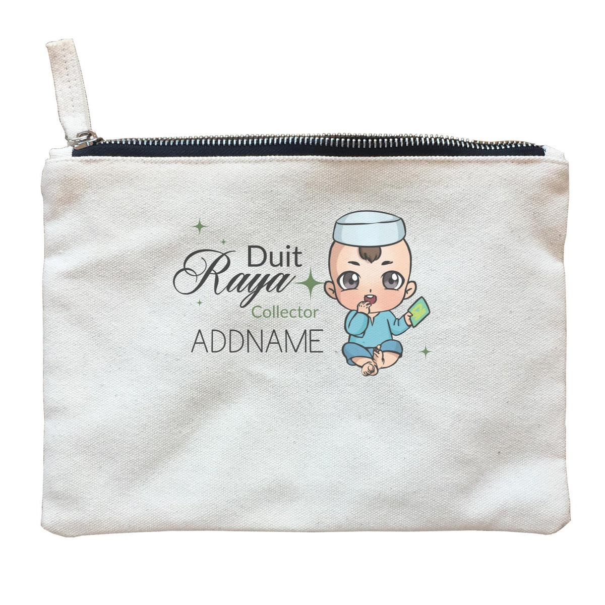 Raya Chibi Baby Baby Boy Duit Raya Collector Addname Zipper Pouch