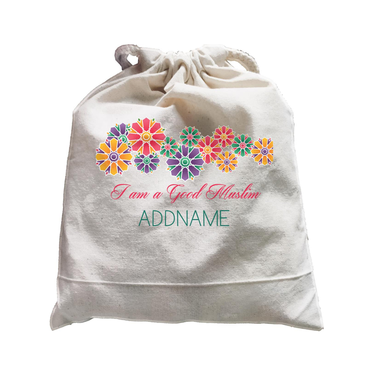I Am a Good Muslim Flower Motifs Addname Satchel