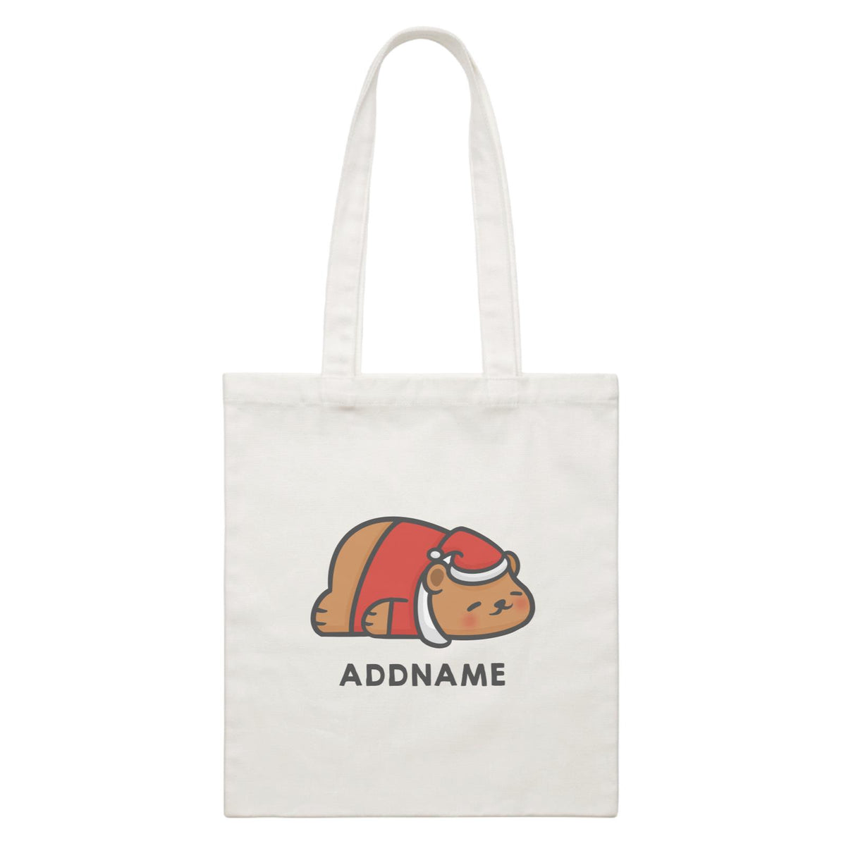 Xmas Cute Sleeping Bear Addname Accessories White Canvas Bag