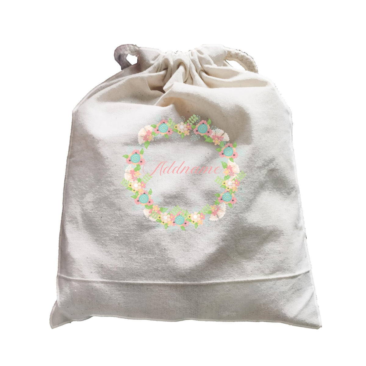 Basic Family Series Pastel Deer Flower Wreath Addname Satchel