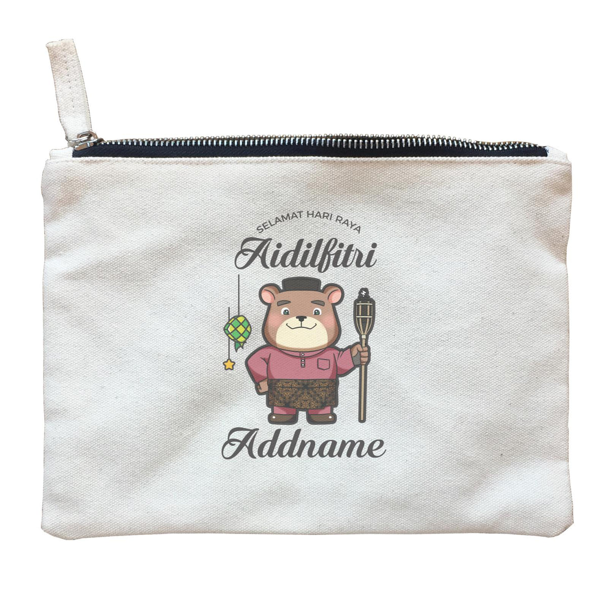 Raya Cute Animals Papa Bear Wishes Selamat Hari Raya Aidilfitri Zipper Pouch