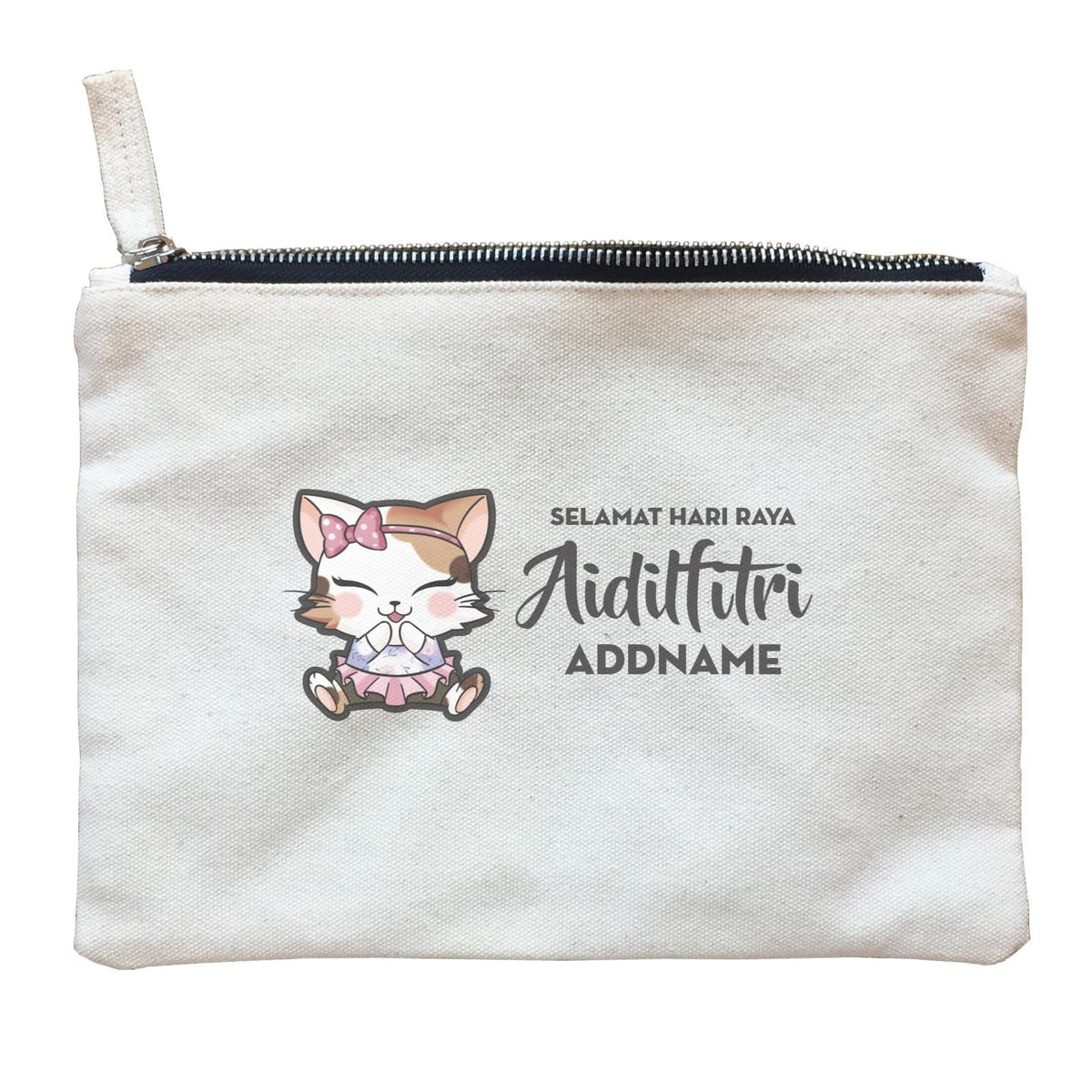 Raya Cute Animals Baby Girl Cat Wishes Selamat Hari Raya Aidilfitri ZP Zipper Pouch