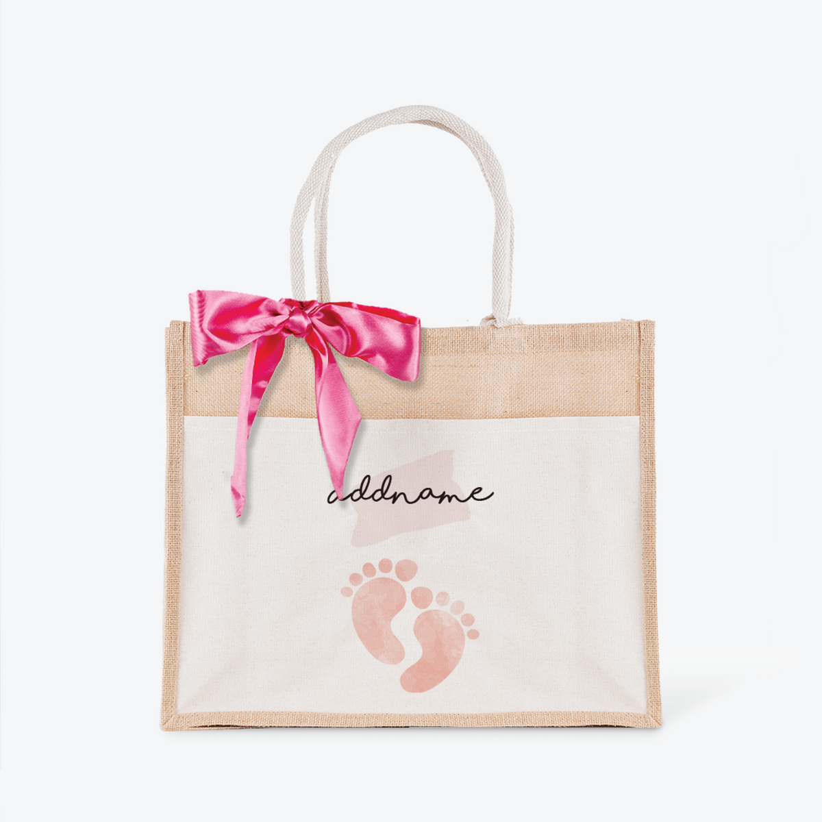 Footprint Girl Jute Bag with Front Pocket