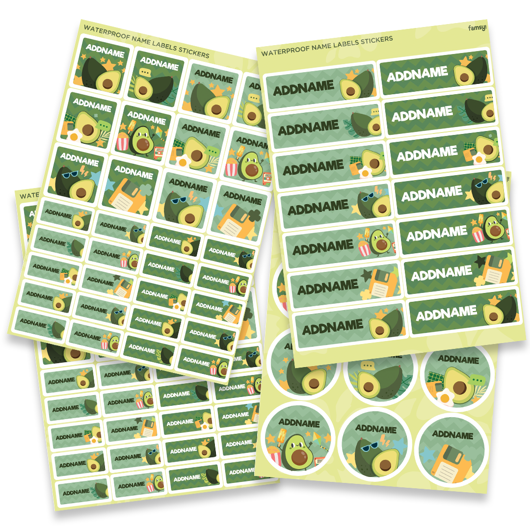 Tasty Avocado Waterproof Name Label Sticker
