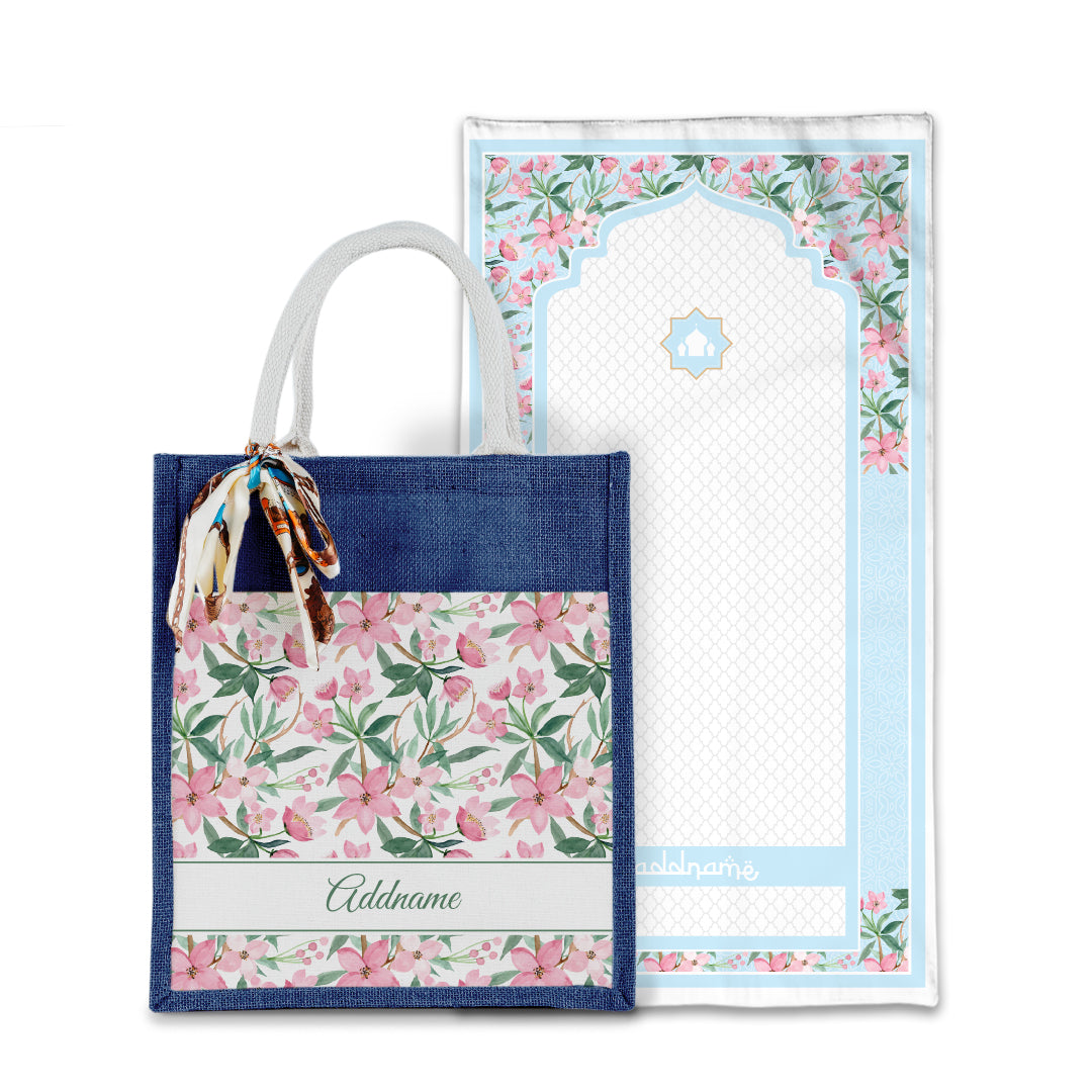 Laura Blossom Sejadah with Matching Colourful Jute Bag