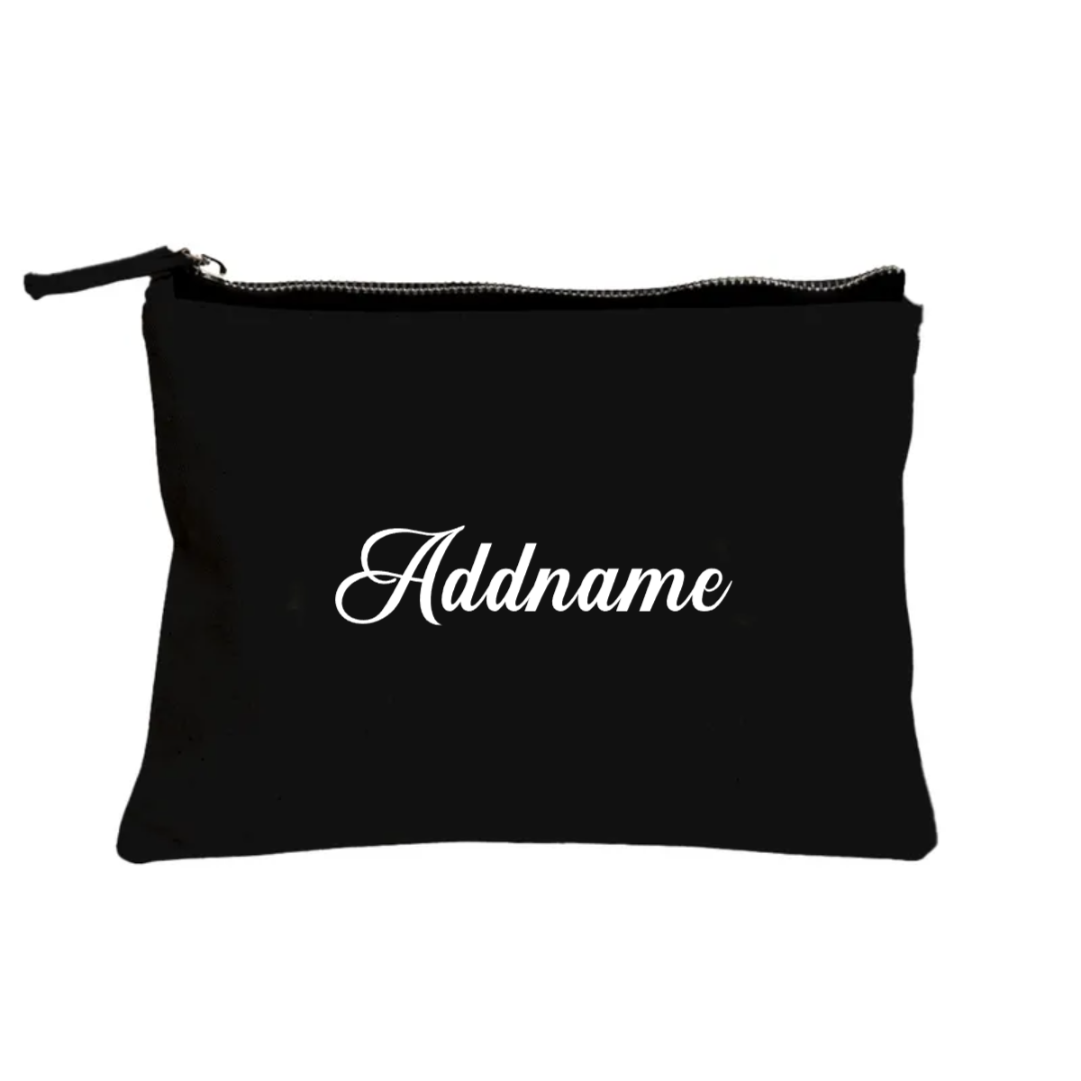 Personalised Black Zipper Pouch - White