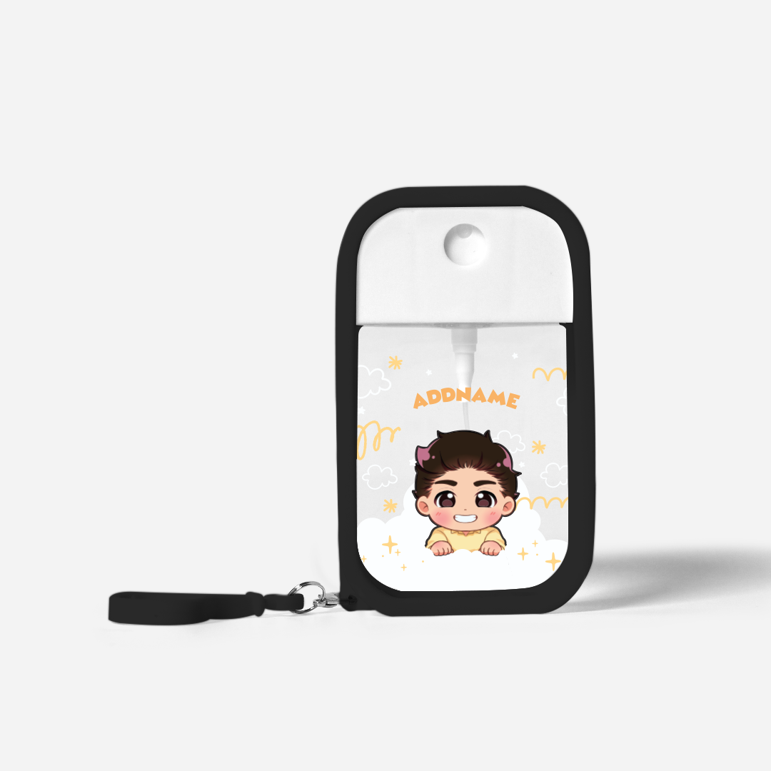 Chibi Me Series Refillable Hand Sanitizer with Personalisation - Malay Male Black