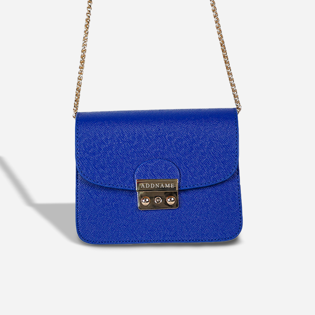 Kelly Chain Sling Bag with Personalisation - Royal Blue