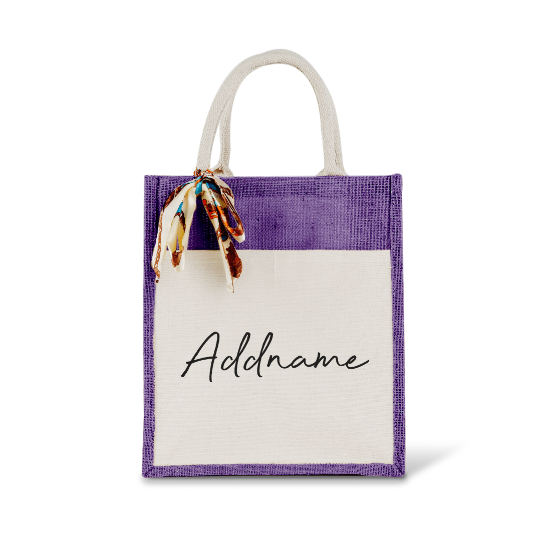 Colourful Jute Bag with Front Pocket