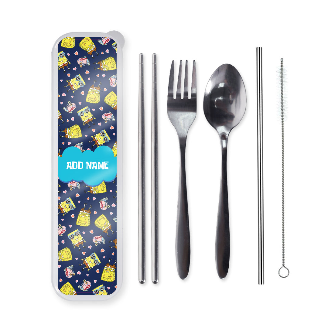 SpongeBob - Get Happy Pattern Personalized Pattern Cutlery Set