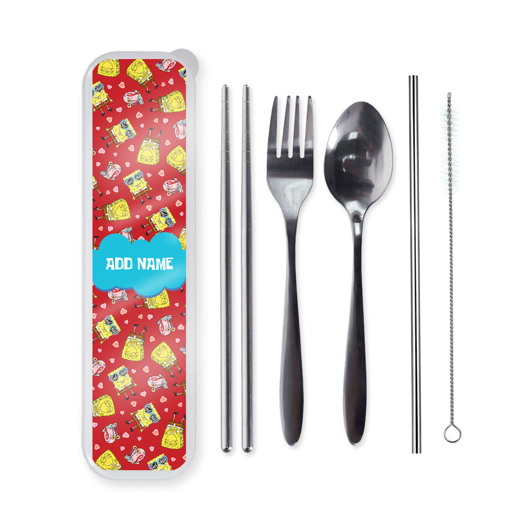 SpongeBob - Get Happy Pattern Personalized Pattern Cutlery Set