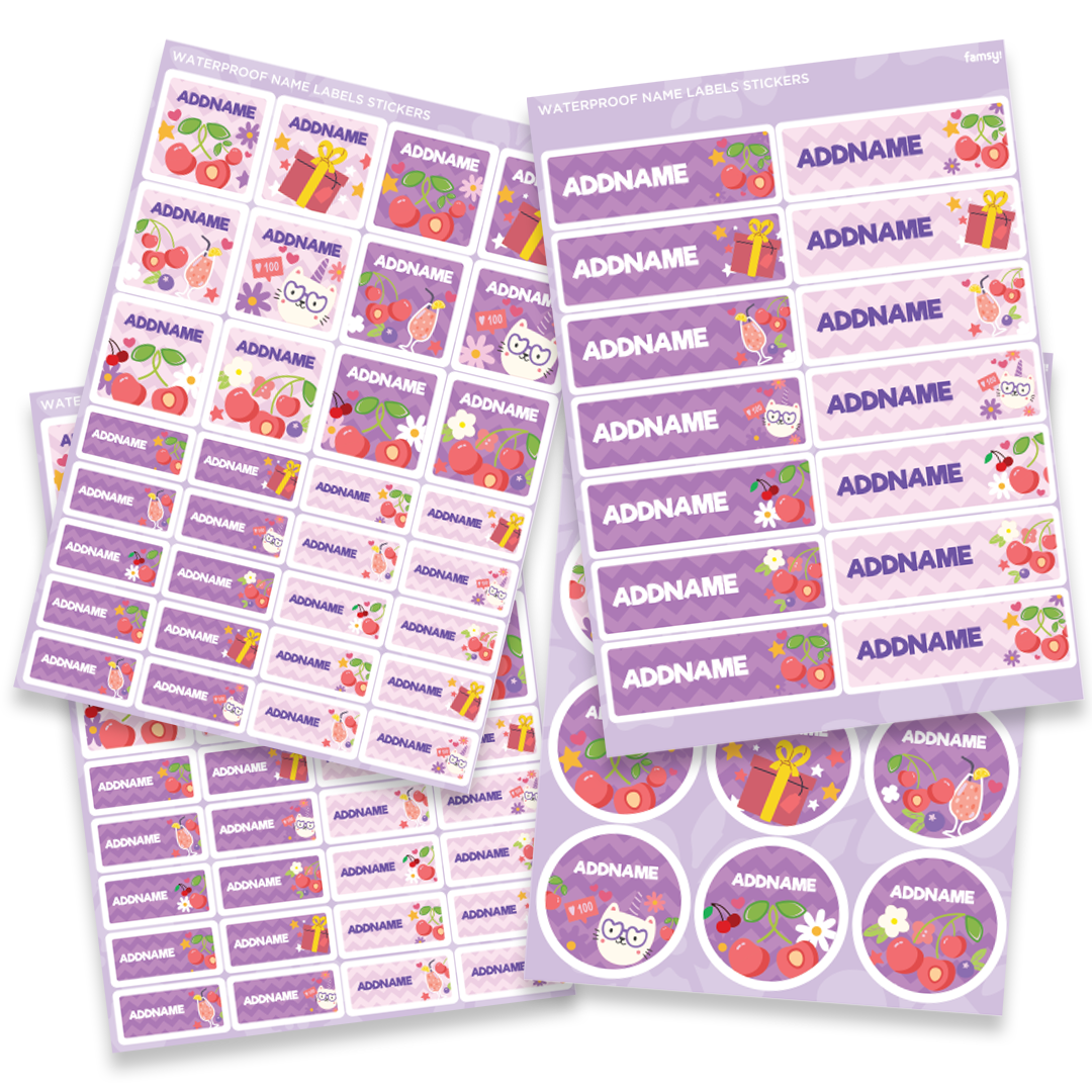 Sweet Cherry Waterproof Name Label Sticker
