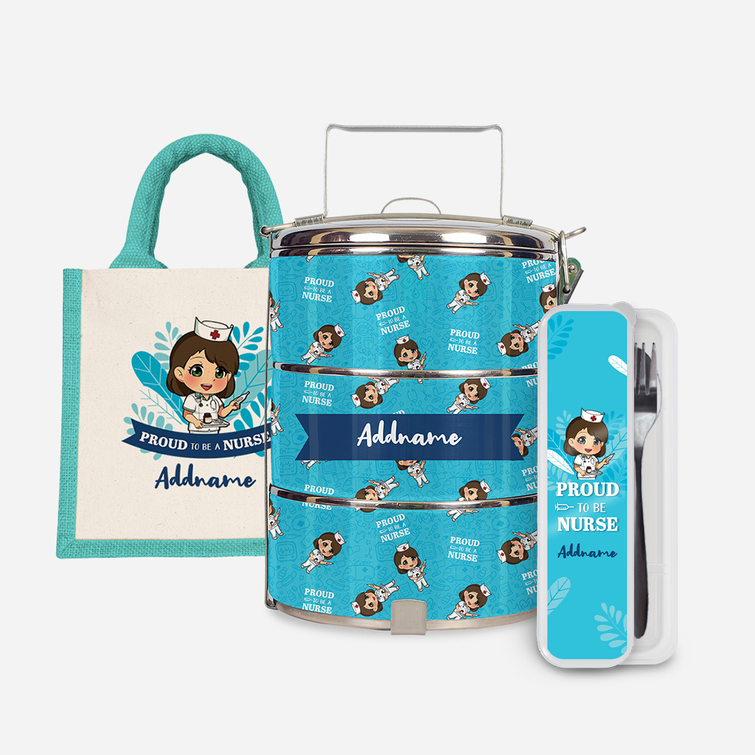Nurse Series - Half Lining Lunch Bag, Tiffin Carrier and Cutlery Set