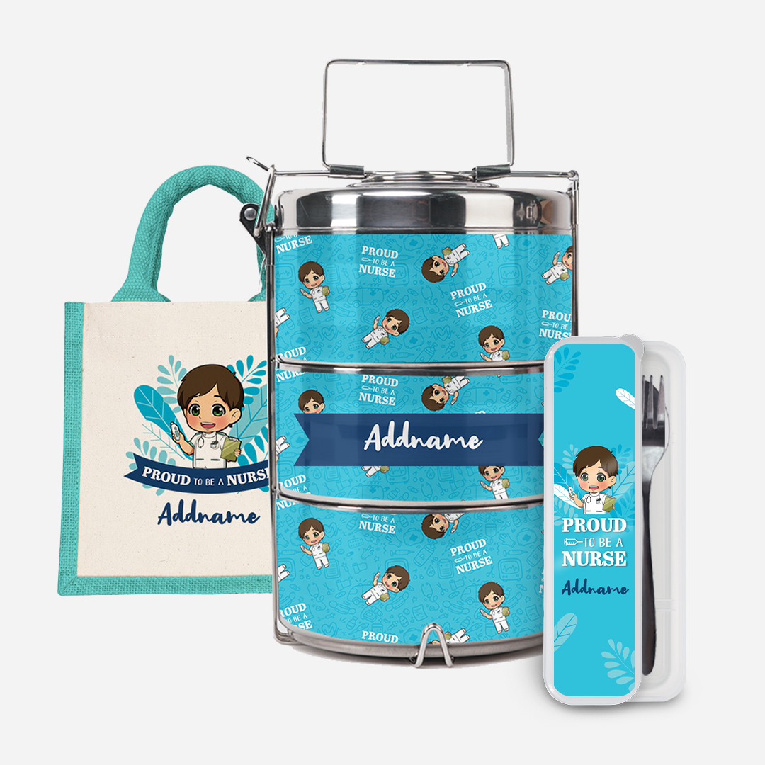 Nurse Series - Half Lining Lunch Bag, Tiffin Carrier and Cutlery Set