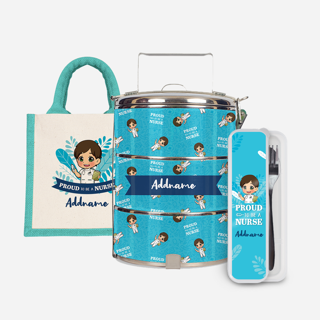Nurse Series - Half Lining Lunch Bag, Tiffin Carrier and Cutlery Set
