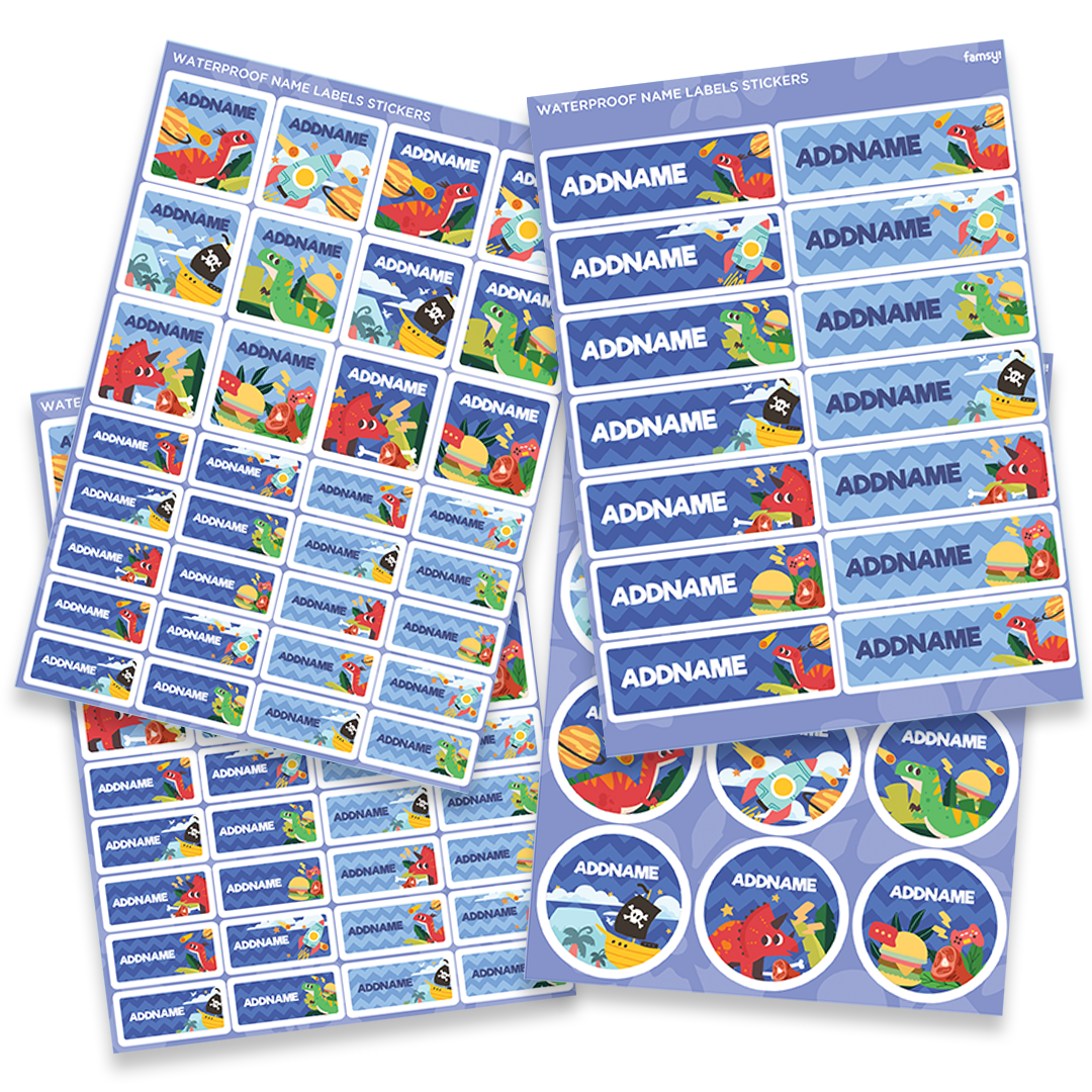 Dino Jungle Waterproof Name Label Sticker