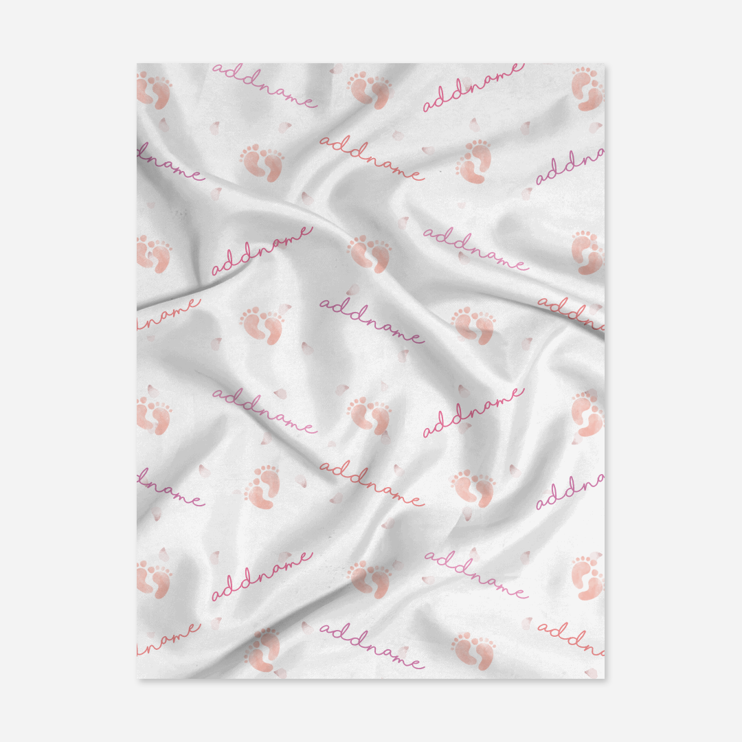 Footprint Girl Baby Blanket