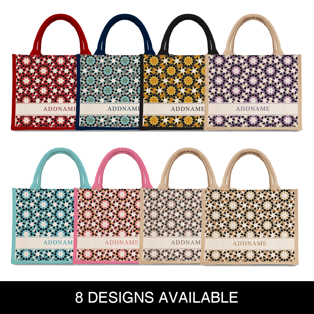 Ornamental Series Half Lining Small Jute Bag