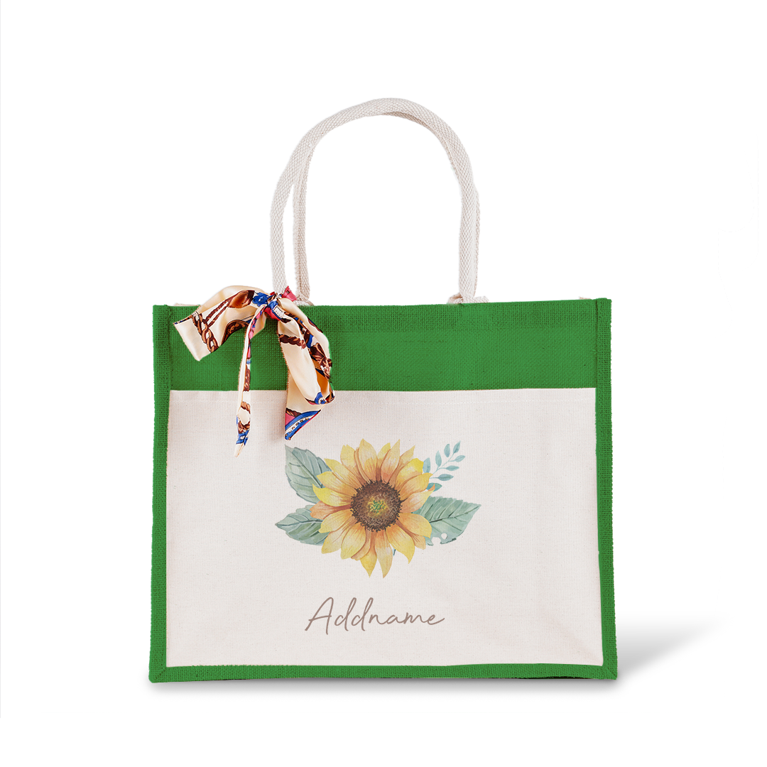 Sunflower With Jute Bag with Front Pocket