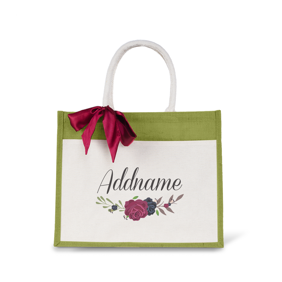 Jute Bag with Front Pocket - Rose Series