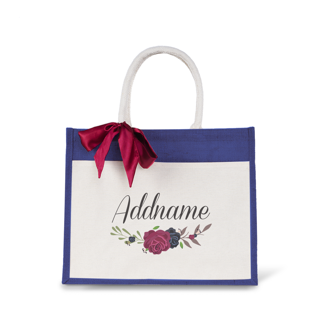 Jute Bag with Front Pocket - Rose Series