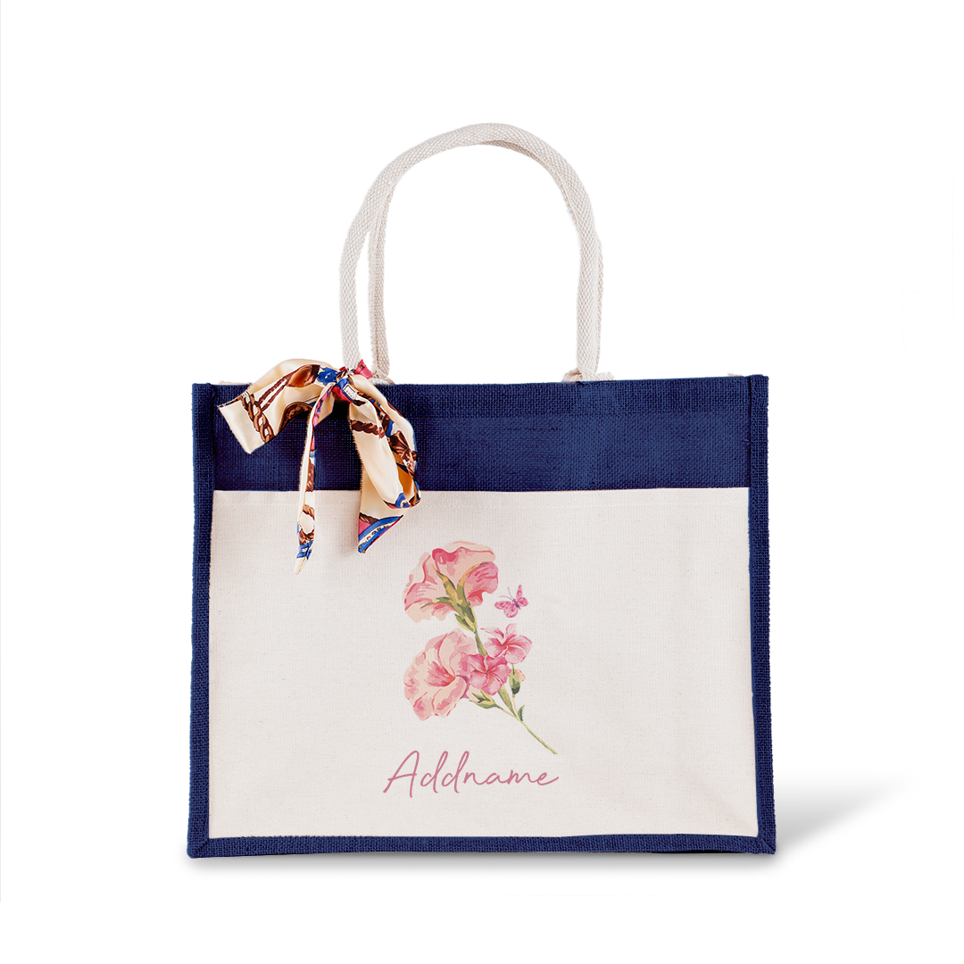 Petunia With Jute Bag with Front Pocket