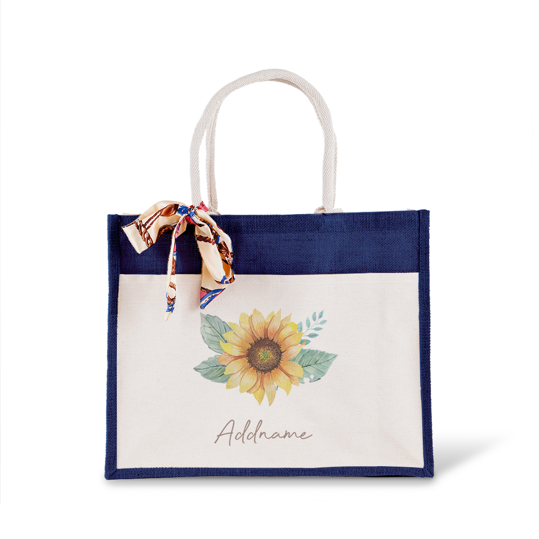 Sunflower With Jute Bag with Front Pocket